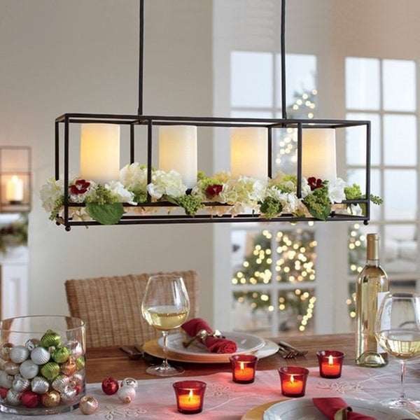 PartyLite FRAMEWORK CHANDELIER LONG HANGING / CENTERPIECE CANDLE HOLDER NIB - Plastic Glass and Wax ~ PGW