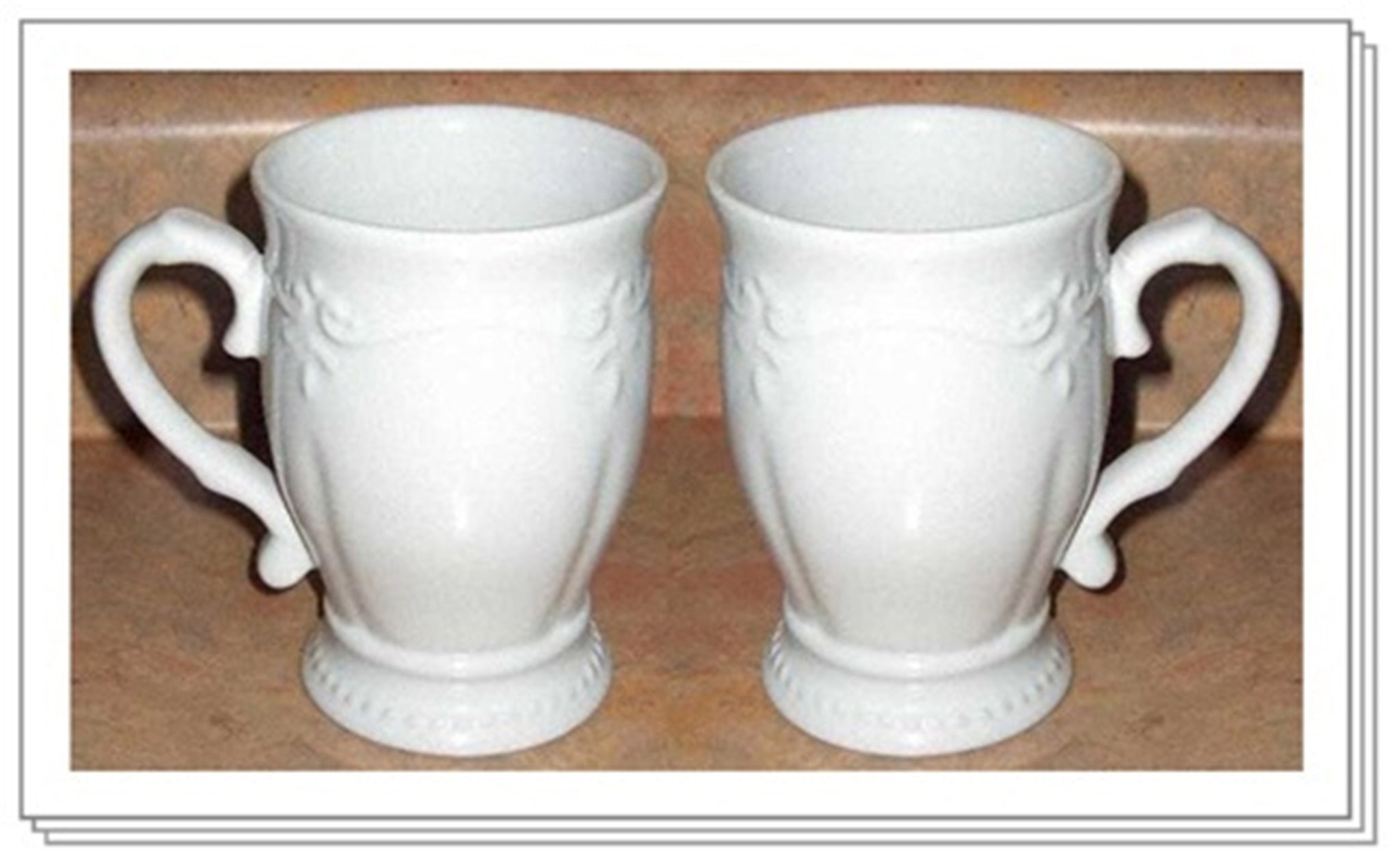 Southern Living at HOME GALLERY WHITE WARE CERAMIC POTTERY 2 PEDESTAL COFFEE MUGS