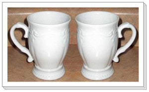 Southern Living at HOME GALLERY WHITE WARE CERAMIC POTTERY 2 PEDESTAL COFFEE MUGS