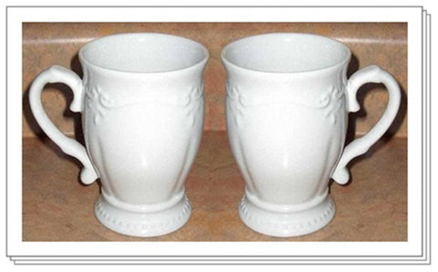 Southern Living at HOME GALLERY WHITE WARE CERAMIC POTTERY 2 PEDESTAL COFFEE MUGS