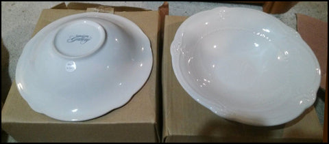 Southern Living at HOME GALLERY WHITE WARE CERAMIC POTTERY 2 SOUP BOWLS - Plastic Glass and Wax ~ PGW