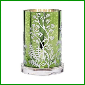 PARTYLITE ENCHANTED GARDEN HURRICANE CANDLE HOLDER SLEEVE W/ TEALIGHT TREE NIB - Plastic Glass and Wax