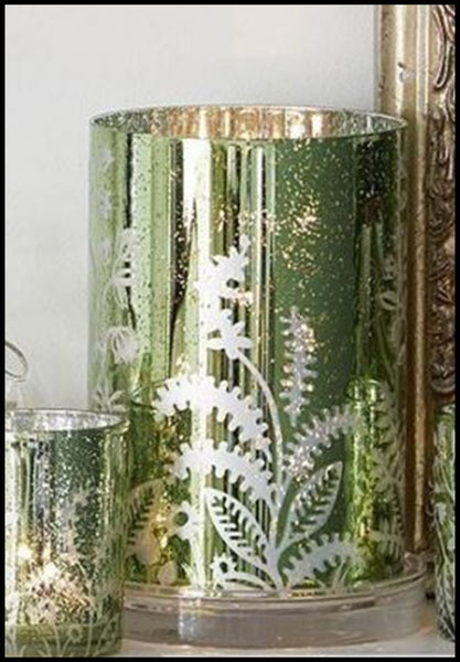 PARTYLITE ENCHANTED GARDEN HURRICANE CANDLE HOLDER SLEEVE W/ TEALIGHT TREE NIB - Plastic Glass and Wax
