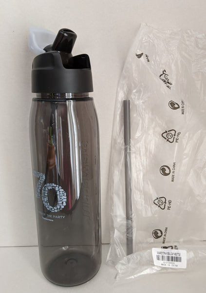 Tupperware On-the-Go Eco Flip Top STRAW SEAL "70" LOGO 750 mL Tumbler W/ Carry Strap & STRAW Black - Plastic Glass and Wax