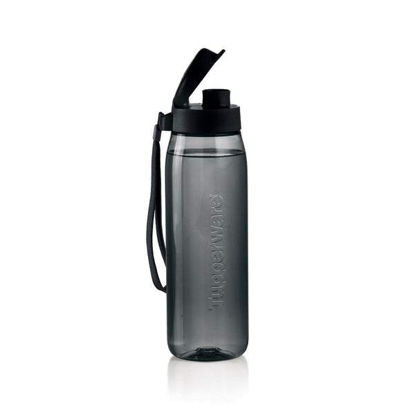 Tupperware Gen II On-the-Go Eco Flip Top T LOGO 750 mL Tumbler W/ Carry Strap Black - Plastic Glass and Wax