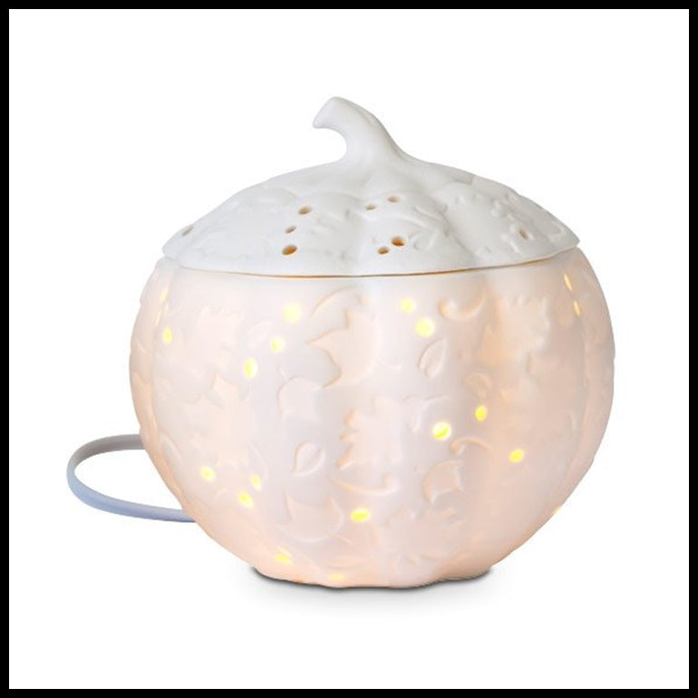 PartyLite Electric ScentGlow Glo Scent Plus Wax Aroma Melts Warmer GLOWING PUMPKIN - Plastic Glass and Wax ~ PGW