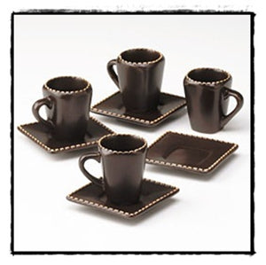 SOUTHERN LIVING @ HOME WH MARIO BATALI ITALIAN STITCH SET/4 2-oz ESPRESSO CUPS & SAUCERS