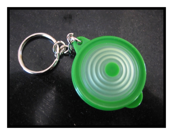 TUPPERWARE Mini STUFFABLES EXPANDABLE SEAL Key Chain PRAIRIE / LIME GREEN - Plastic Glass and Wax