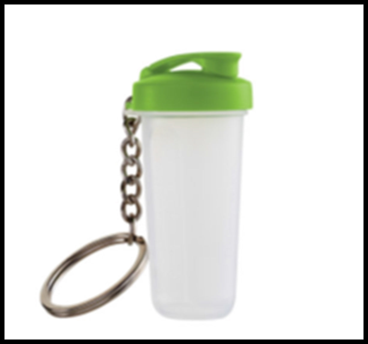 TUPPERWARE New Style Mini Quick Shake Container Key Chain Kiwi Lime Green - Plastic Glass and Wax ~ PGW