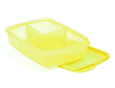 TUPPERWARE LARGE RECTANGLE LUNCH-IT DIVIDED DISH / CONTAINER SUNNY YELLOW