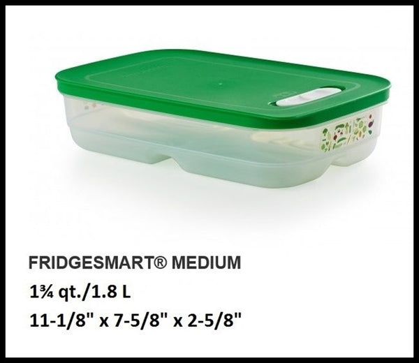 TUPPERWARE Sheer FridgeSmart MEDIUM DEEP Storage Container Keeper WINTERGREEN / Snow White Seal - Plastic Glass and Wax