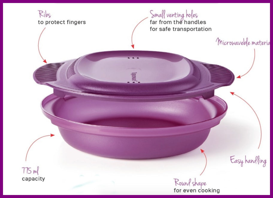 Tupperware Microwave LARGE 3-QT Round PASTA Maker / Cooker in RHUBARB Plastic Glass and Wax ~ PGW Tupperware Microwave LARGE 3-QT Round PASTA Maker / Cooker in RHUBARB Plastic Glass and Wax ~ PGW