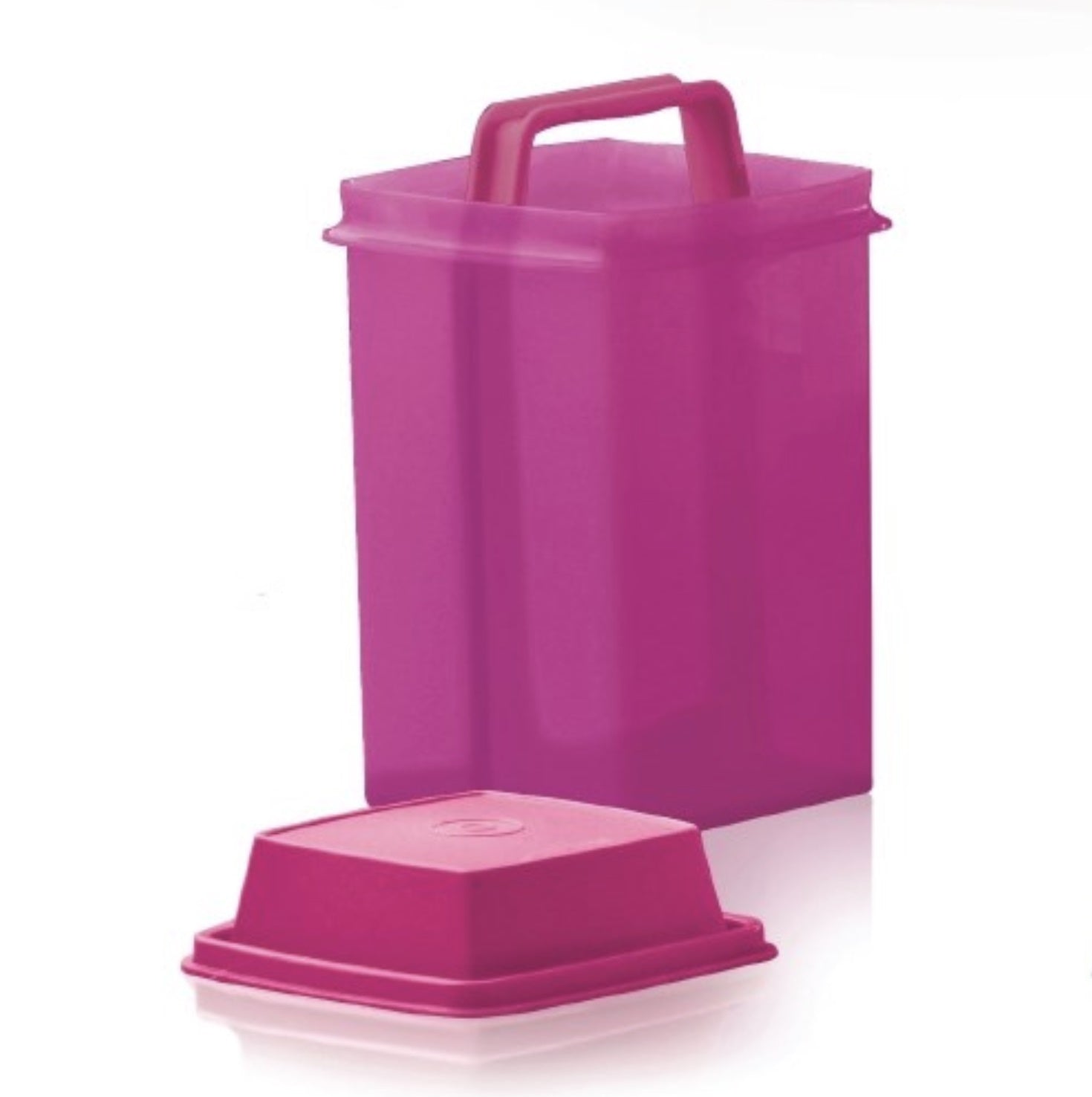 TUPPERWARE 3-Pc SMALL Pick-A-Deli 5-cup Refrigerator Pickle Celery Container Strainer PINK - Plastic Glass and Wax
