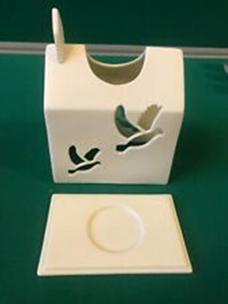 PARTYLITE PORCELAIN WHITE GLAZED PEACE CHURCH TEALIGHT CANDLE HOLDER