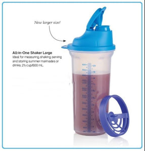 TUPPERWARE 20-oz ALL IN ONE LARGE QUICK SHAKE MEASURE STORE POUR MIXING SHAKER - Plastic Glass and Wax