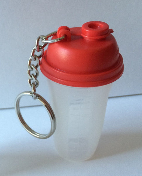 TUPPERWARE ORIGINAL STYLE Mini QUICK SHAKE Keeper Container KeyChain 1 RED