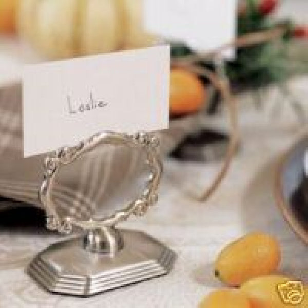 SOUTHERN LIVING AT HOME S/4 REDMONT SILVER CARD HOLDER NAPKIN RING PLACE HOLDERS