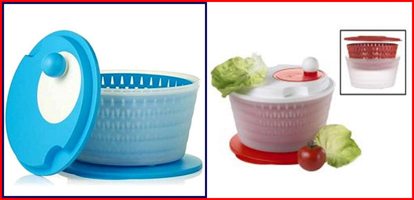 TUPPERWARE X-LARGE 4.5 L SPIN 'N SAVE SALAD SPINNER SERVING BOWL CHILI RED & SNOW WHITE