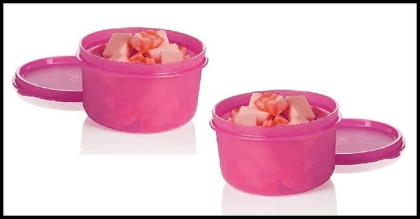 TUPPERWARE 2 14-oz Serving Center Storage Container Snack Bowls with Seals Grape Purple - Plastic Glass and Wax ~ PGW