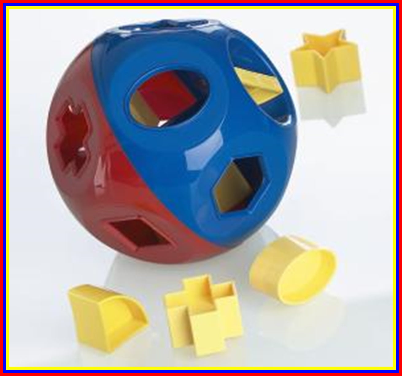 Tupperware ORIGINAL SHAPE-O-TOY KIDS EDUCATIONAL BALL PUZZLE PRIMARY RED BLUE AND YELLOW - Plastic Glass and Wax ~ PGW