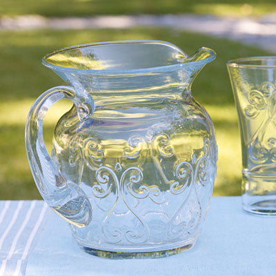 SOUTHERN LIVING AT HOME SIMONE GLASS DECORATIVE EMBOSSED SERVING PITCHER