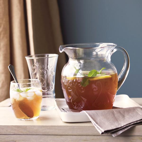 SOUTHERN LIVING AT HOME SIMONE 4 GLASS EMBOSSED HIGHBALL TUMBLERS GLASSES