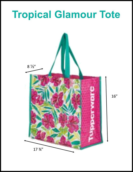 Tupperware TROPICAL GLAMOUR OVER-SIZED CARRY ALL DUAL STRAP TOTE BAG NEW - Plastic Glass and Wax