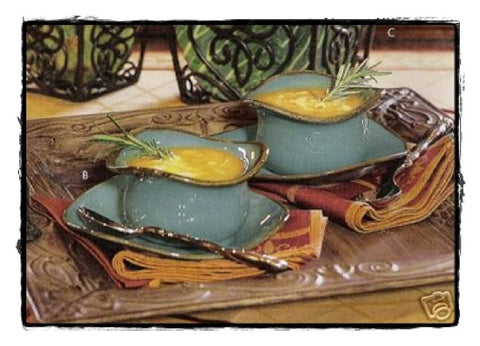 SOUTHERN LIVING AT HOME SET of 2 TUSCAN TIDBITS & SAUCERS GLAZED TURQUOISE  POTTERY