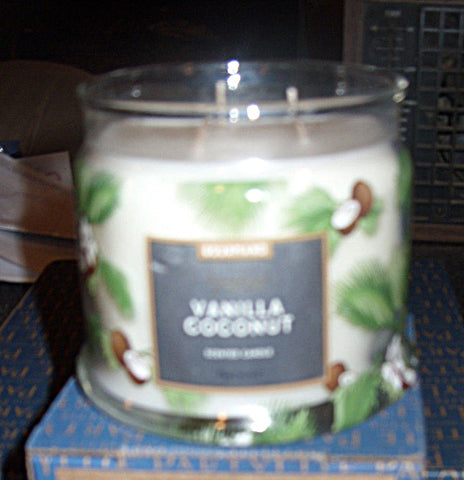 PartyLite 3-Wick Signature Round Jar Boxed Candle w/ Metal Lid VANILLA COCONUT - Plastic Glass and Wax